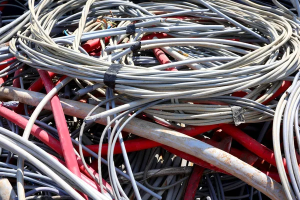 Muchos Cables Eléctricos Antiguos Utilizados Para Distribución Energía Eléctrica Hogares — Foto de Stock