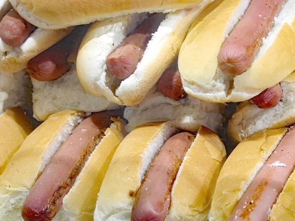Sandwiches Hot Dog Sale Fast Food Restaurant — Zdjęcie stockowe