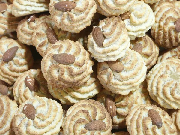 Many Dried Biscuits Stuffed Almonds Shop — Stock Fotó