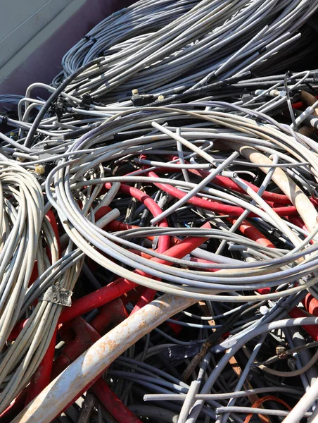 Insulated Cables Transport Low Voltage Current Landfill Recovery Recyclable Material — ストック写真