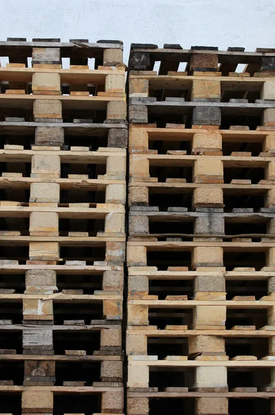 Pile Wooden Pallets Piled Empty Warehouse Freight Forwarding Company Goods — стоковое фото