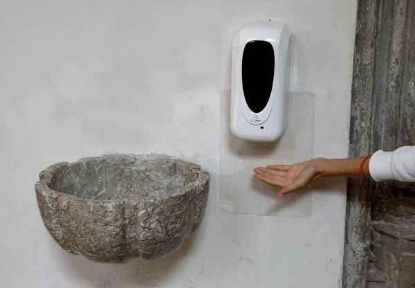 New Modern Holy Water Dispenser Instead Using Marble Holy Water — стоковое фото