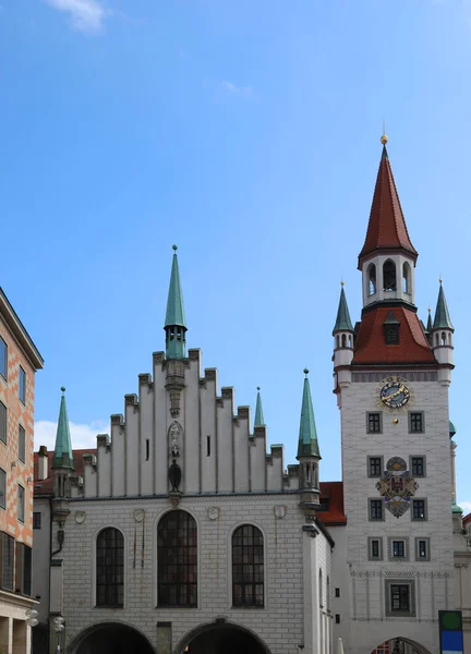 Utsikt Över Den Nya Stadshuset München Med Klocktornet Utan Människor — Stockfoto