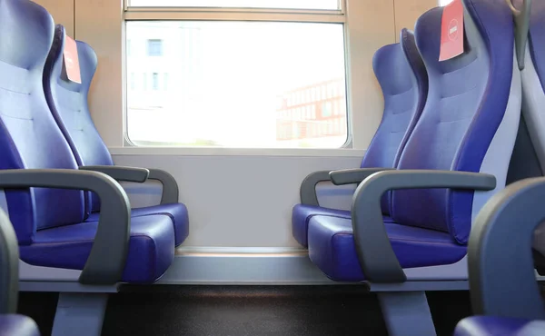 Empty Seats Train Carriage Journey Lockdown Period Person Board Big — Stock Photo, Image