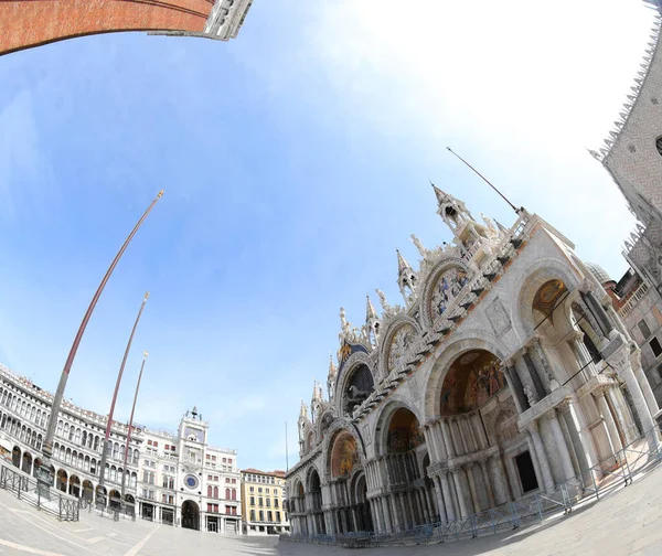 Very Rare View Basilica San Marco Venice Photographed Fisheye Lens — Stock Photo, Image
