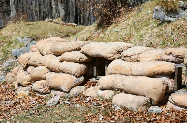 Sandsäcke Zum Schutz Der Kriegsgräben Die Von Der Armee Den — Stockfoto