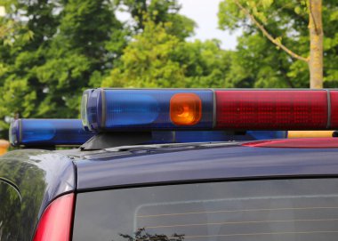 Kamu parkındaki kontrol sırasında polis arabasının sirenleri