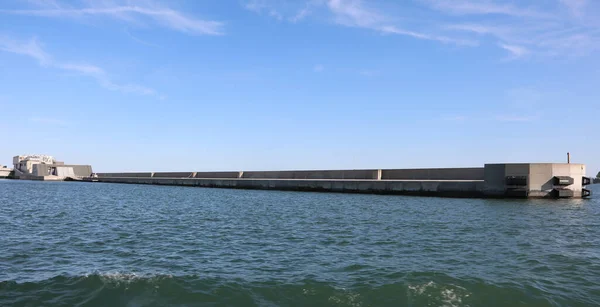 Ampla Barragem Projeto Mose Perto Ilha Veneza Itália Europa Mar — Fotografia de Stock