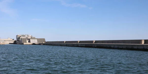 Ampla Barragem Projeto Mose Perto Ilha Veneza Itália Mar Adriático — Fotografia de Stock