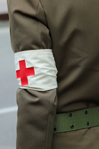 Vicenza Italy June 2022 Symbol Red Cross Uniform Soldier Parade — Stock Photo, Image