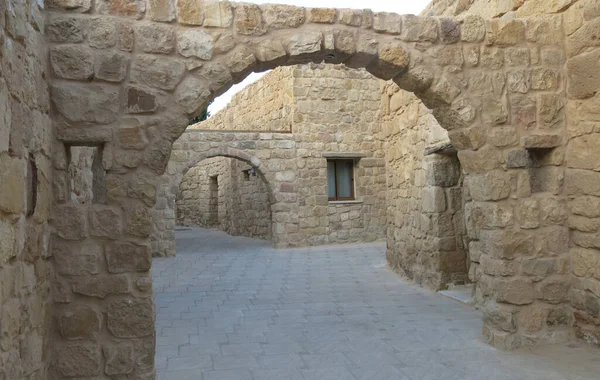 Aldeia Oriente Médio Com Casas Feitas Com Pedras Arco Sem — Fotografia de Stock