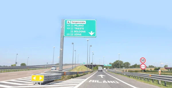 Ιταλικός Αυτοκινητόδρομος Ονομασία Θέσης Στη Βόρεια Ιταλία — Φωτογραφία Αρχείου