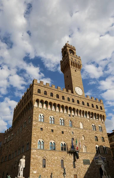 Torre Del Antiguo Palacio Llamada Palazzo Vecchio Plaza Signoria Florencia — Foto de Stock
