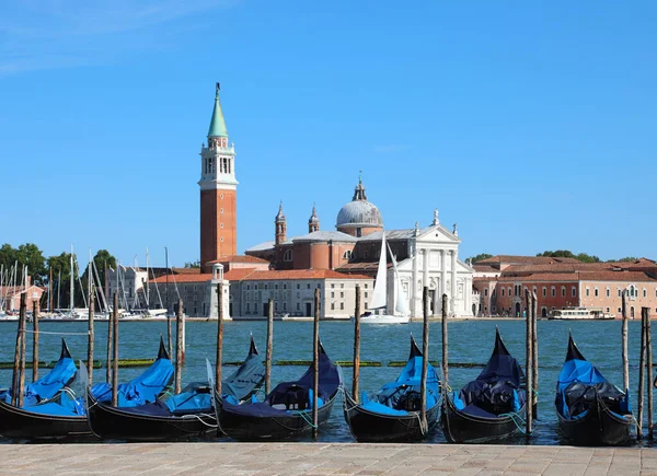 Classic View Venice Church Saint George Moored Gondolas — Foto Stock