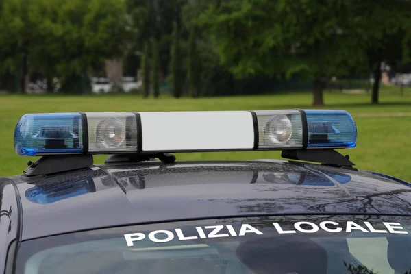 Lights Car Text Polizia Locale Means Local Police Italian Language — Stock Photo, Image