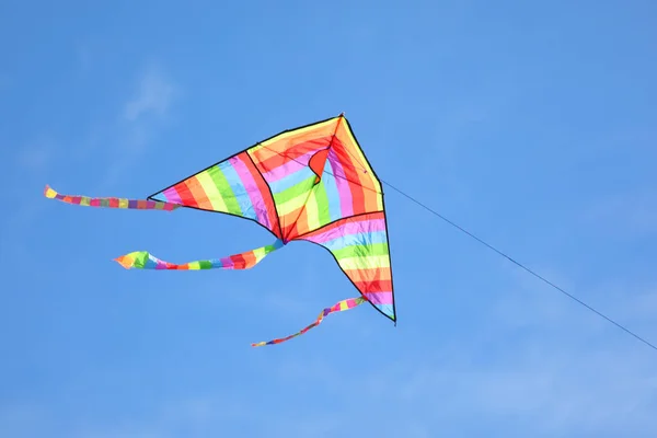 Colorful Kite Many Colors Red Yellow Green Orange Flying Very — Fotografia de Stock