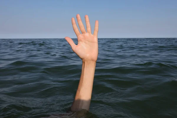 Hand Person Who Drowns Sea Day — Stockfoto