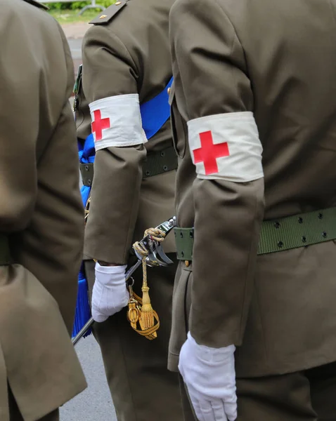 Vicenza Italy June 2022 Symbol Red Cross Uniform Nurse Soldiers — Foto Stock