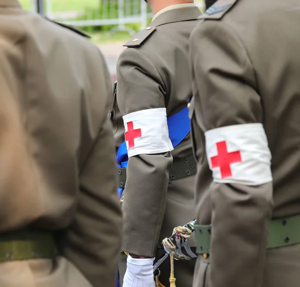 Vicenza Italy June 2022 Red Cross Symbol Sleeve Uniform Army — Stock Fotó