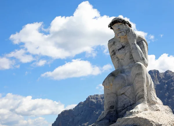 Passo Rolle Italy August 2022 Statue Cristo Pensante Means Thinking — Stock Photo, Image