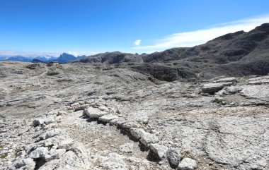 incredible mountain landscape in the Dolomites that looks like the lunar surface in summer