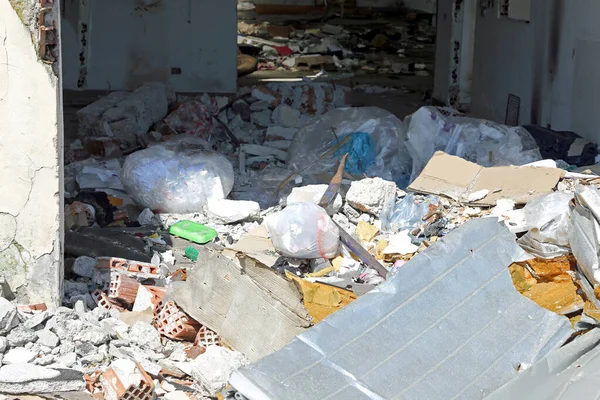 Pile Debris Abandoned Building Many Garbage — Foto de Stock