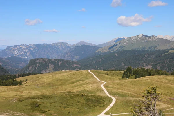 Dirt Road Leading Mountain Range Called Latemar South Tyrol Northern — Stok fotoğraf