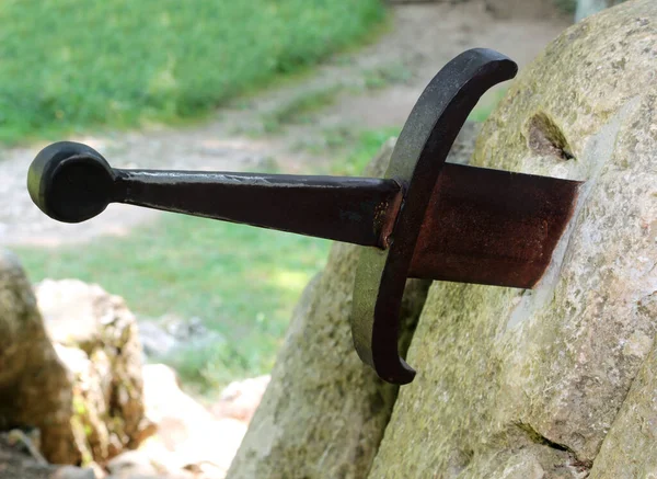 Excalibur Sword Stone Legend King Arthur — Fotografia de Stock