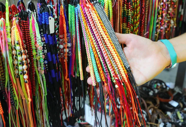 Handcrafted Bracelets Made Cord Fabric Hand Chooses Them Costume Jewelry — Foto de Stock