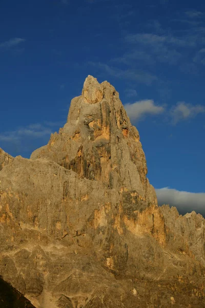 Cimon Della Pala Colored Orange Dolomites Optical Effect Called Alpenglow — Stock Photo, Image