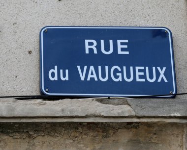 Name of the main street of french town of CAEN called RUE du VAUGUEUX in Northern France