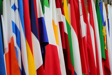 background with many international flags of many nations and different colors