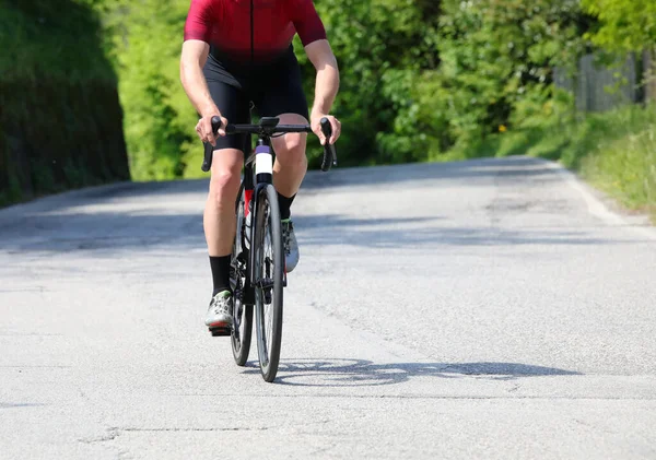 cyclist pedaling on the asphalt road with the racing bike during the summer race