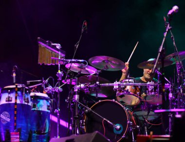 Vicenza, VI, Italy - September 4, 2022: Live Concert of an Italian band called NOMADI and drummer CAMPANI DANIELE