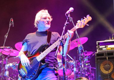 Vicenza, VI, Italy - September 4, 2022: Live Concert of an Italian band called NOMADI and MASSIMO VECCHI bass player