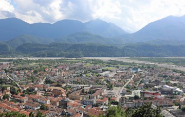 bridge over the river BUT of the city of TOLMEZZO in the province of Udine in the Friuli Venezia Giulia region in Italy