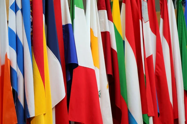 Background Many International Flags Many Nations Different Colors — Foto Stock