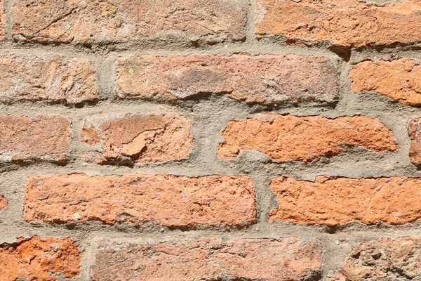 Detail Der Mauer Aus Alten Roten Ziegeln Und Kalk Und — Stockfoto