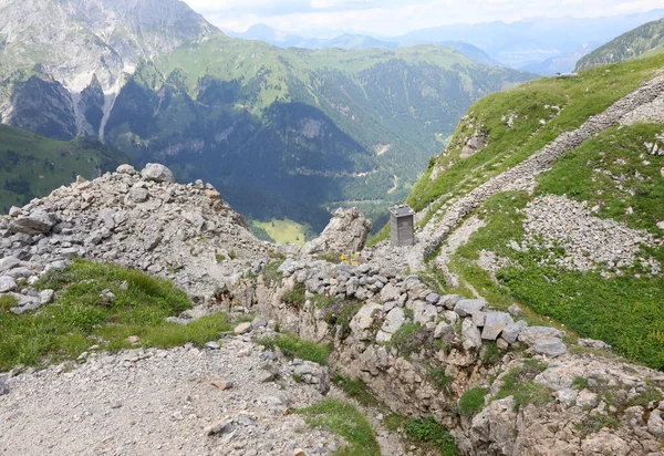 Trincheira Wwi Localidade Pal Piccolo Nas Montanhas Dos Alpes Italianos — Fotografia de Stock