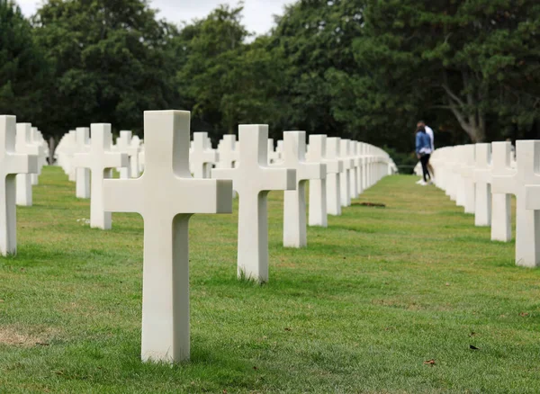 Colleville Sur Mer Fra Frankrike Augusti 2022 Amerikansk Militärkyrkogård Nära — Stockfoto