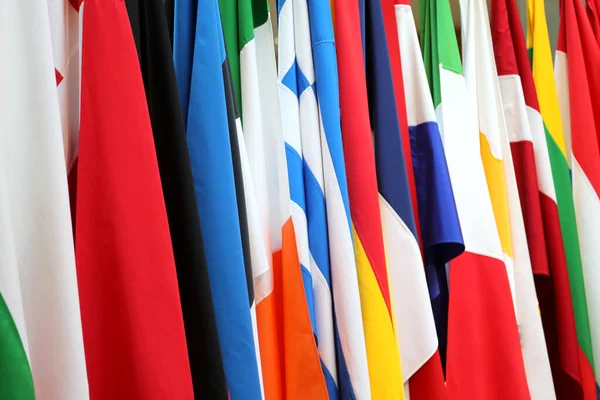 Background Many International Flags Many Nations Different Colors — Stockfoto