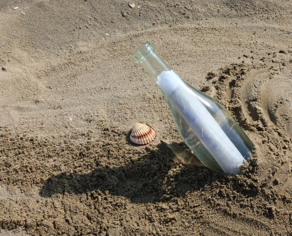 transparent glass bottle with a secret message inside