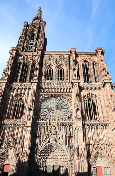 Facciata Dettaglio Della Cattedrale Notre Dame Strasbourg Francia Europa — Foto Stock