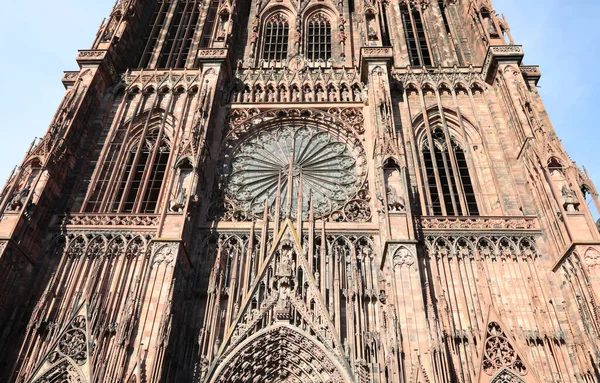 Imposing Facade Notre Dame Cathedral Strasbourg France — Stock Photo, Image