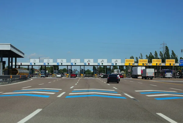 Mestre Italy July 2022 Toll Booth Venice Lanes Automatic Electronic — Stock Photo, Image