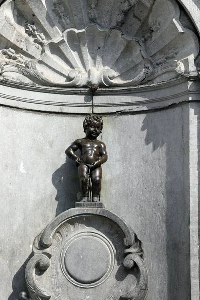 Brussels Belgium August 2022 Manneken Pis Fountain Statue Pissing Boy — Stock Photo, Image