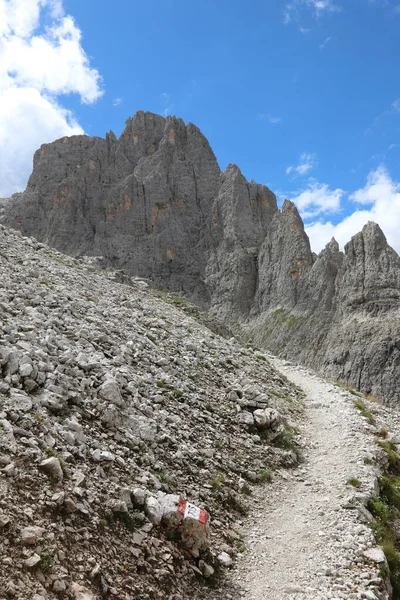 イタリアのアルプスの真ん中にある石の山道は夏には人がいない — ストック写真