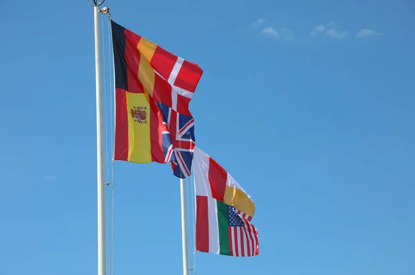 Internationella Flaggor Från Många Europeiska Stater Och Världsstater Olika Nationernas — Stockfoto
