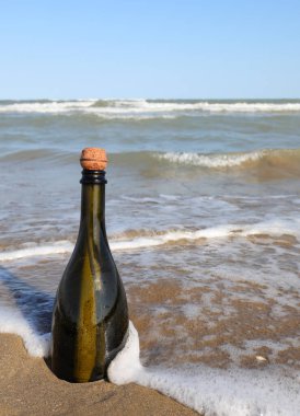 Mantarlı kapalı şişe deniz tarafından karaya oturtulmuştu.