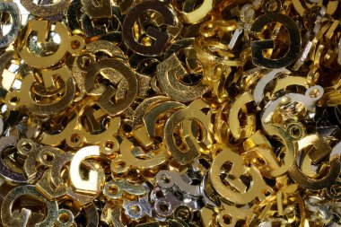 Kolyeleri özelleştirmek için birçok büyük G harfinin arkaplanı